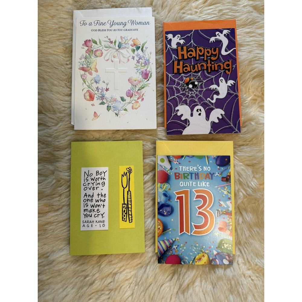 Lot of 4 Greeting Cards Graduation Religious Graduate Halloween 13th Birthday